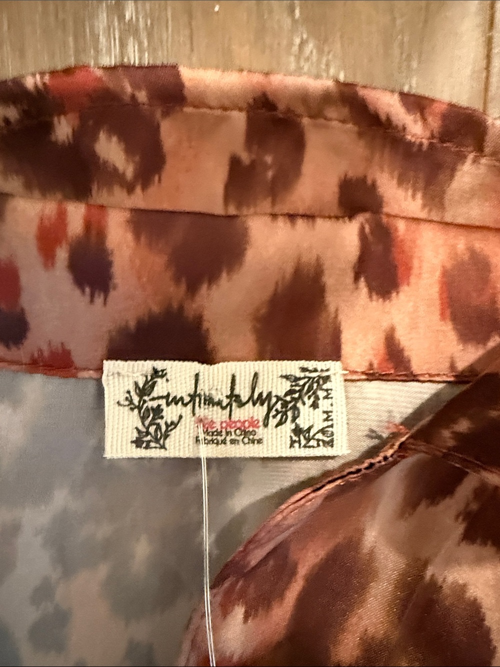 Free People Coral Red Leopard Satin Two-Piece Pajama Set - Picture 4 of 6